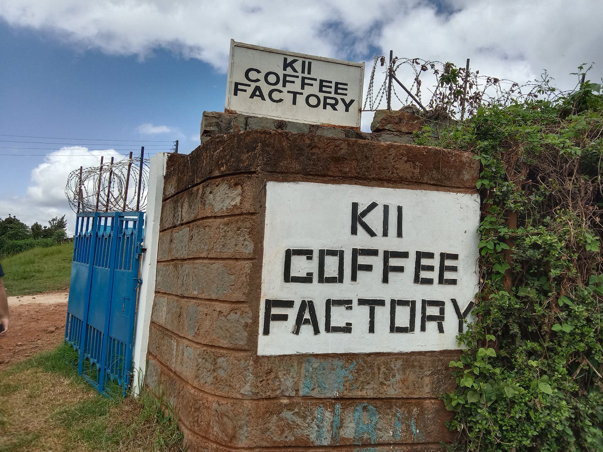 Kii Coffee Factory sign at the washing station, Kenya