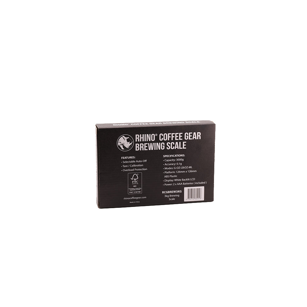 Rhino Coffee Gear brewing scale box, back view