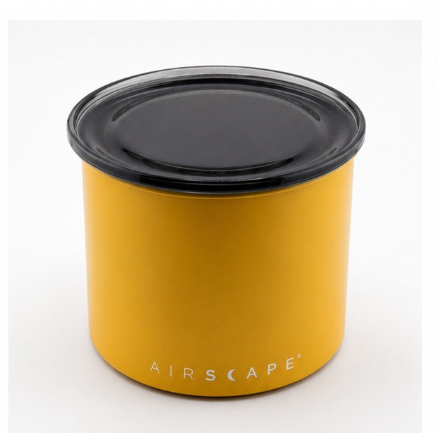 Yellow Airscape coffee canister with lid