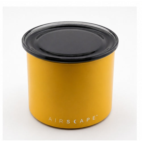 Yellow Airscape coffee canister with lid