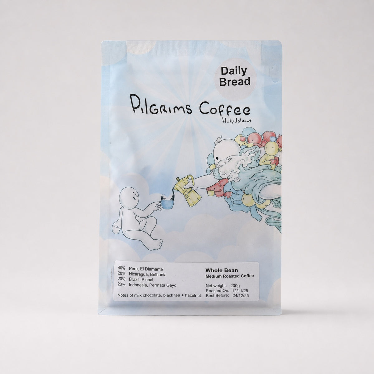 Daily Bread Blend coffee bag by Pilgrims Coffee, Holy Island