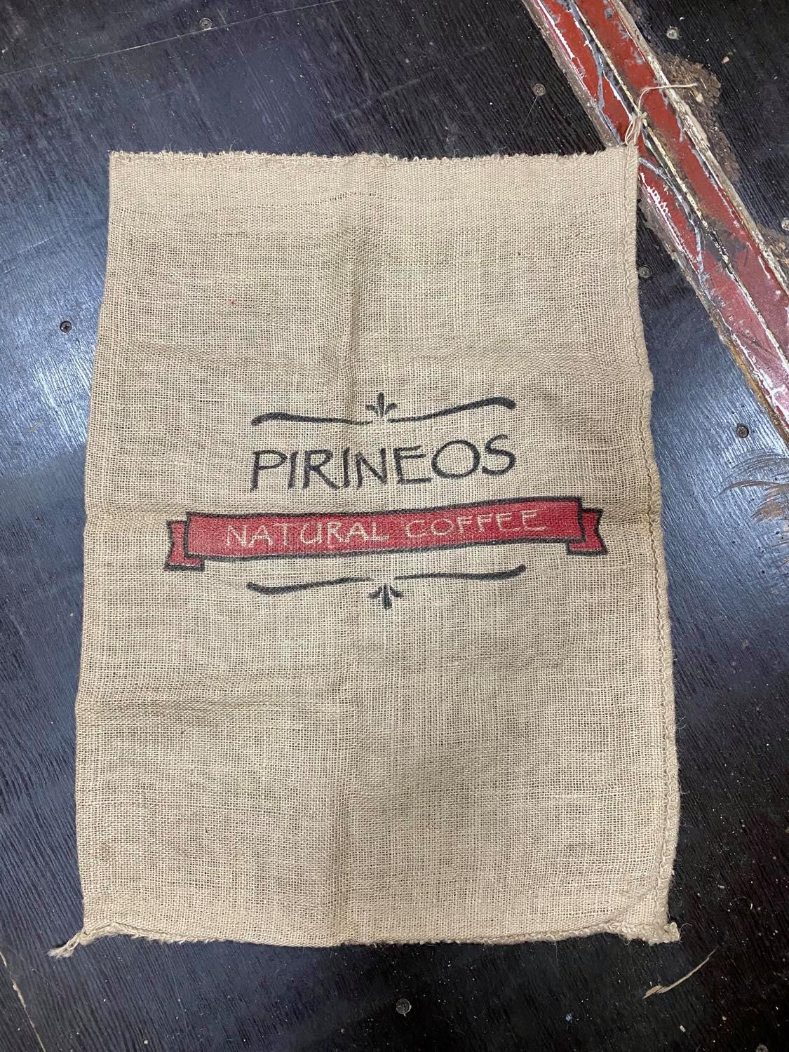 Hessian coffee sack printed Pirineos Natural Coffee