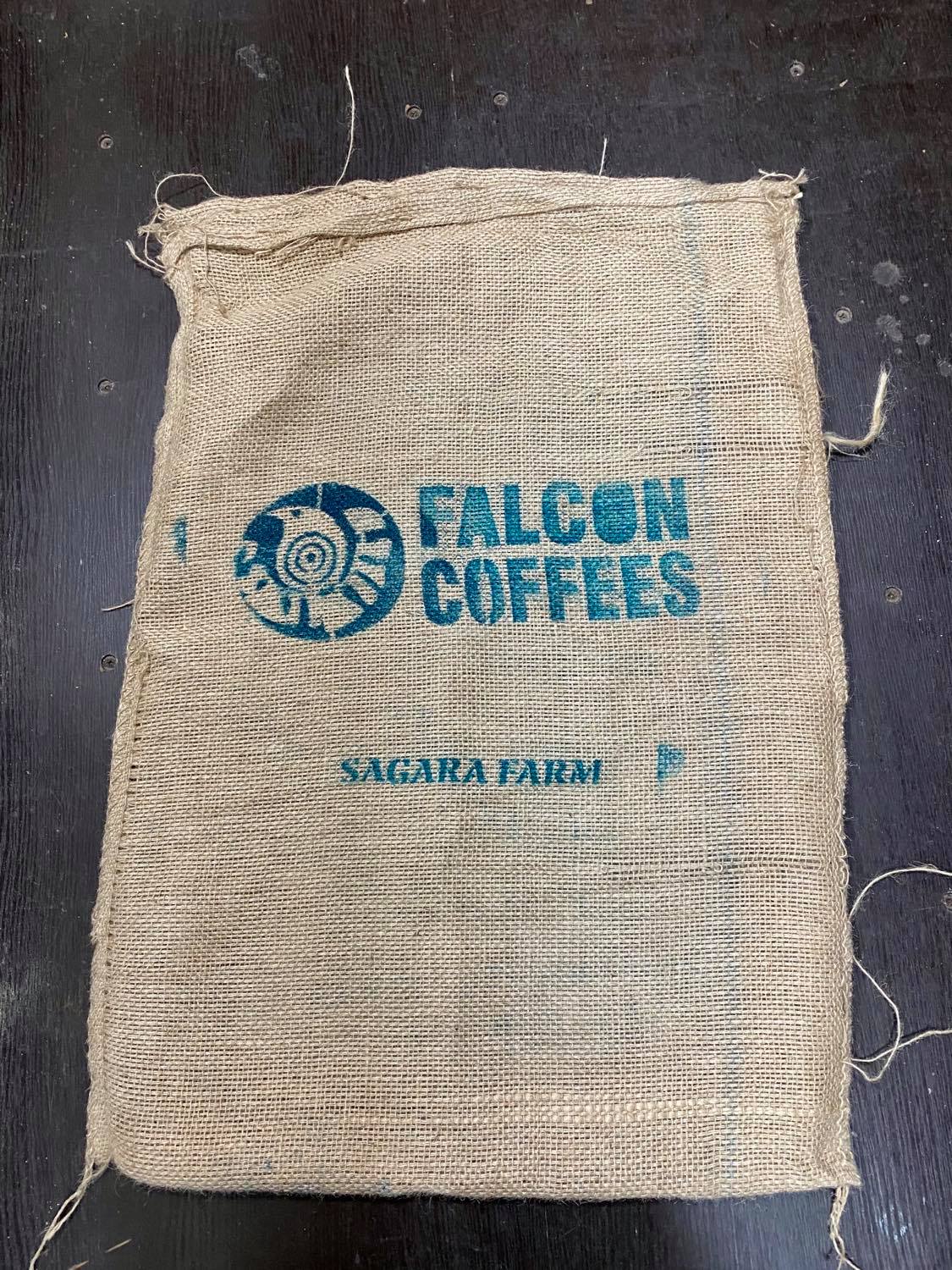 Hessian coffee sack printed Falcon Coffees Sagara Farm